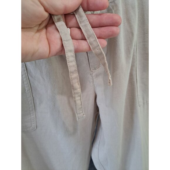 Columbia Womens Beige Drawstring Cropped Pants M Linen Blend Casual Lightweight - Picture 3 of 12